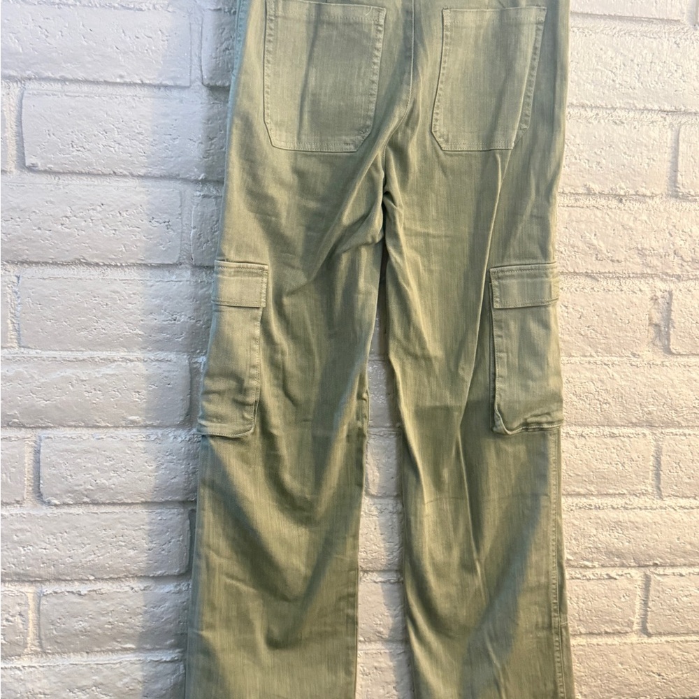 Fashion Nova Olive Green Cargo Pants High Rise Utility Wide Leg Size M - Picture 6 of 7